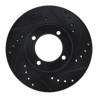 R1 84-87 Toyota Cressida Front Right Drilled & Slotted Black Brake Rotor