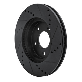 R1 02-07 Chevrolet Equinox Front Left Drilled & Slotted Black Brake Rotor