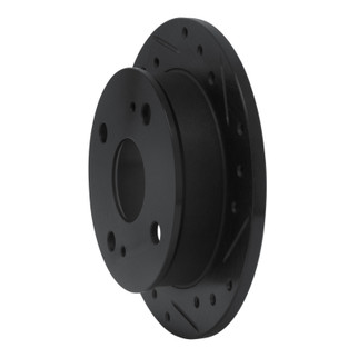 R1 85-87 Toyota Corolla (US/Canada) Rear Right Drilled & Slotted Black Brake Rotor