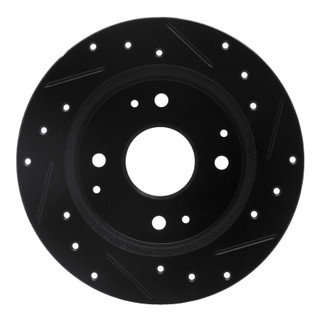R1 98-02 Acura CL Rear Left Drilled & Slotted Black Brake Rotor