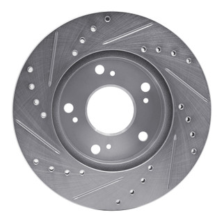 R1 02-15 Acura RSX Front Right Drilled & Slotted Silver Brake Rotor