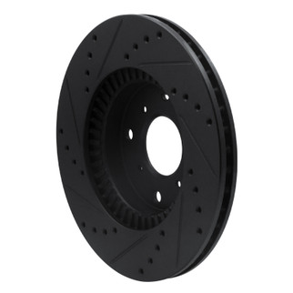 R1 92-96 Honda Prelude Front Right Drilled & Slotted Black Brake Rotor