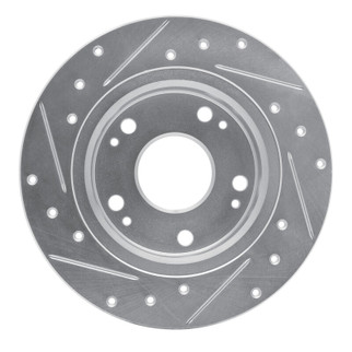 R1 03-08 Acura TSX Rear Right Drilled & Slotted Silver Brake Rotor