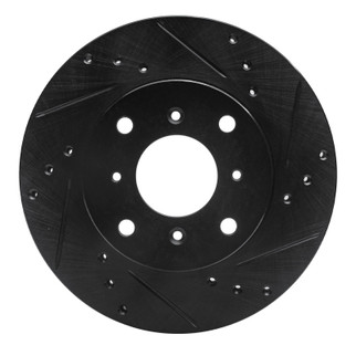 R1 92-96 Honda Prelude Front Right Drilled & Slotted Black Brake Rotor