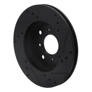 R1 92-96 Honda Prelude Front Left Drilled & Slotted Black Brake Rotor