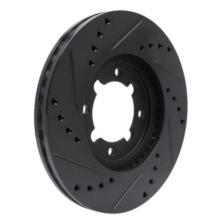 R1 83-84 Toyota Cressida Front Right Drilled & Slotted Black Brake Rotor