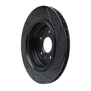 R1 14-19 Chevrolet Corvette Rear Left Drilled & Slotted Black Brake Rotor