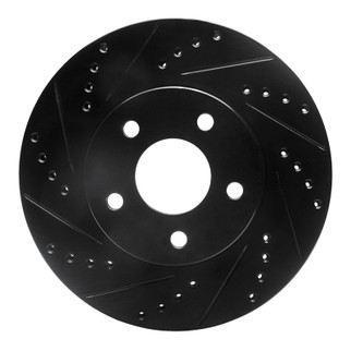 R1 07-10 Chevrolet Cobalt Front Left Drilled & Slotted Black Brake Rotor