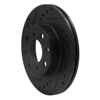 R1 84-90 Honda Accord Hatchback Front Left Drilled & Slotted Black Brake Rotor