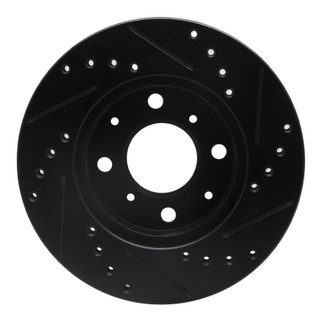 R1 84-90 Honda Accord Hatchback Front Left Drilled & Slotted Black Brake Rotor