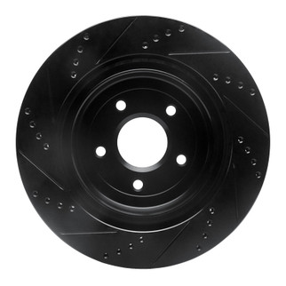 R1 06-13 Chevrolet Corvette Rear Right Drilled & Slotted Black Brake Rotor