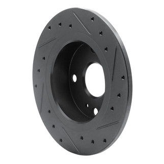 R1 79-81 Toyota Celica Rear Left Drilled & Slotted Black Brake Rotor