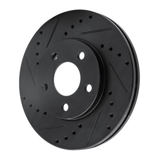 R1 04-08 Chevrolet Malibu Front Left Drilled & Slotted Black Brake Rotor