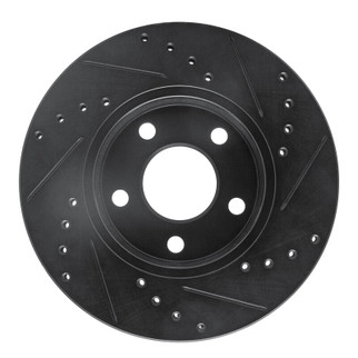 R1 04-08 Chevrolet Malibu Front Left Drilled & Slotted Black Brake Rotor
