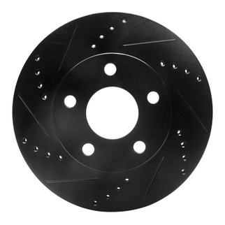 R1 97-05 Chevrolet Classic Front Left Drilled & Slotted Black Brake Rotor