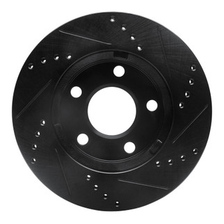 R1 97-05 Chevrolet Classic Front Left Drilled & Slotted Black Brake Rotor
