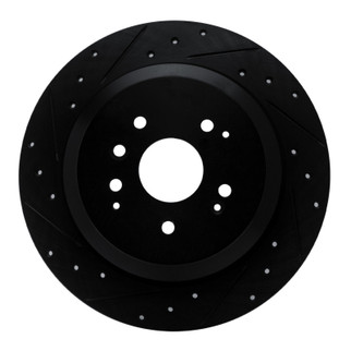 R1 14-16 Acura MDX Rear Left Drilled & Slotted Black Brake Rotor