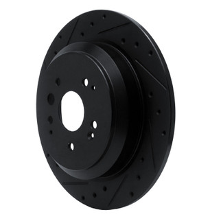 R1 14-16 Acura MDX Rear Left Drilled & Slotted Black Brake Rotor