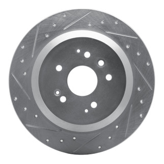 R1 14-16 Acura MDX Rear Left Drilled & Slotted Silver Brake Rotor