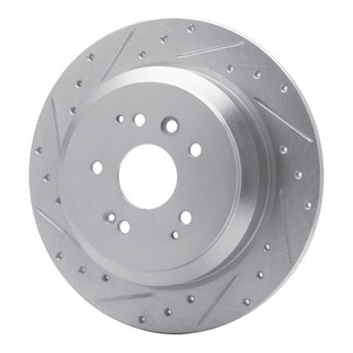 R1 14-16 Acura MDX Rear Left Drilled & Slotted Silver Brake Rotor