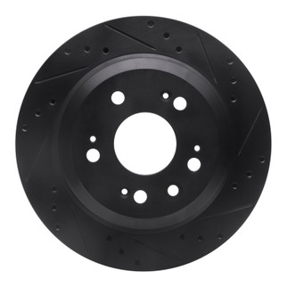 R1 05-12 Acura RL Rear Right Drilled & Slotted Black Brake Rotor