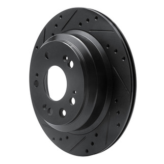 R1 05-12 Acura RL Rear Left Drilled & Slotted Black Brake Rotor