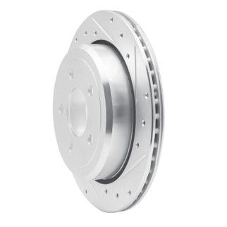 R1 03-11 Ford Crown Victoria Rear Right Drilled & Slotted Silver Brake Rotor