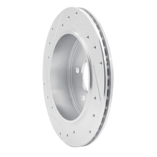 R1 03-11 Ford Crown Victoria Rear Right Drilled & Slotted Silver Brake Rotor