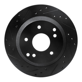 R1 88-96 Chevrolet Corvette Rear Left Drilled & Slotted Black Brake Rotor