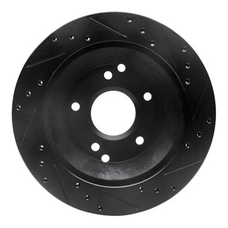 R1 88-96 Chevrolet Corvette Rear Left Drilled & Slotted Black Brake Rotor