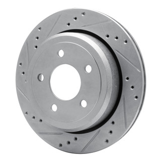 R1 03-11 Ford Crown Victoria Rear Left Drilled & Slotted Silver Brake Rotor