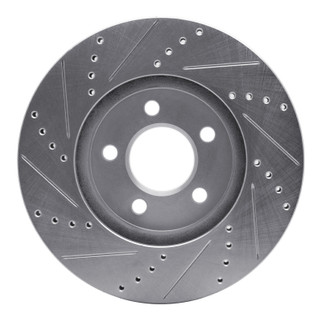 R1 03-11 Ford Crown Victoria Front Right Drilled & Slotted Silver Brake Rotor