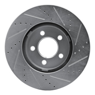 R1 03-11 Ford Crown Victoria Front Left Drilled & Slotted Silver Brake Rotor