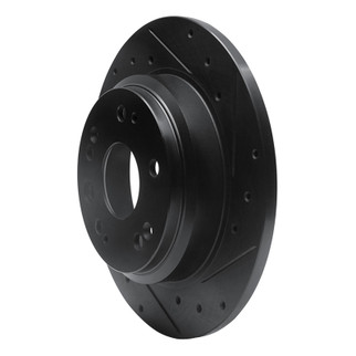 R1 02-04 Acura RL Rear Right Drilled & Slotted Black Brake Rotor