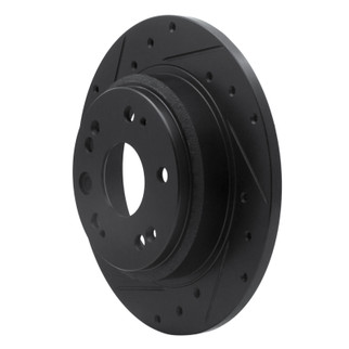 R1 02-04 Acura RL Rear Left Drilled & Slotted Black Brake Rotor