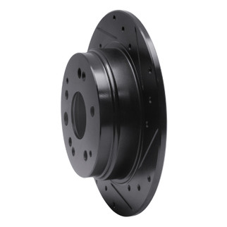 R1 01-03 Acura CL Rear Right Drilled & Slotted Black Brake Rotor