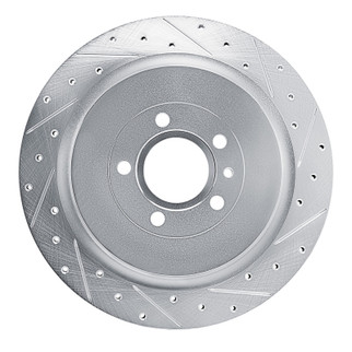 R1 13-14 Ford Mustang Rear Right Drilled & Slotted Silver Brake Rotor