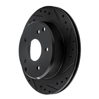 R1 84-87 Chevrolet Corvette Rear Right Drilled & Slotted Black Brake Rotor