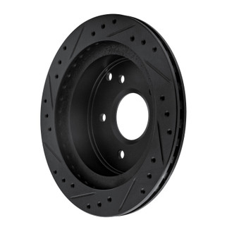 R1 84-87 Chevrolet Corvette Rear Right Drilled & Slotted Black Brake Rotor