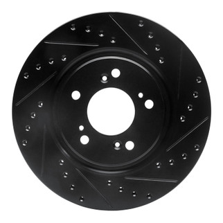 R1 97-05 Acura NSX Front Right Drilled & Slotted Black Brake Rotor