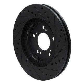 R1 97-05 Acura NSX Front Left Drilled & Slotted Black Brake Rotor
