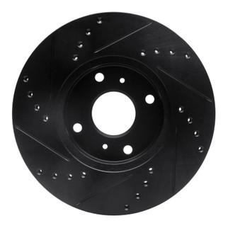 R1 98-99 Acura CL Front Right Drilled & Slotted Black Brake Rotor