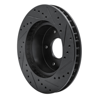 R1 63-82 Chevrolet Corvette Front Left Drilled & Slotted Black Brake Rotor