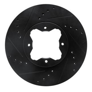 R1 92-98 Acura TL Front Left Drilled & Slotted Black Brake Rotor
