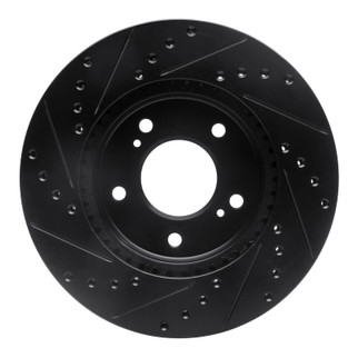 R1 91-96 Acura NSX Front Right Drilled & Slotted Black Brake Rotor