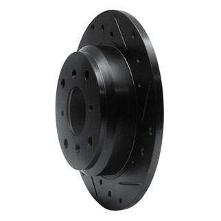 R1 87-90 Acura Legend Rear Right Drilled & Slotted Black Brake Rotor