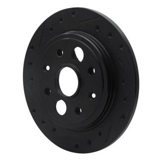 R1 86-89 Acura Integra Rear Left Drilled & Slotted Black Brake Rotor