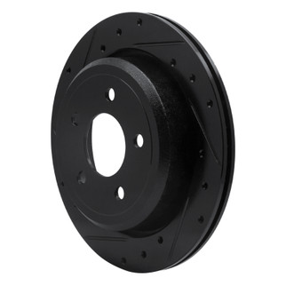 R1 03-11 Ford Crown Victoria Rear Left Drilled & Slotted Black Brake Rotor