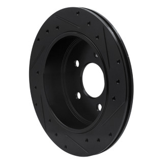 R1 03-11 Ford Crown Victoria Rear Left Drilled & Slotted Black Brake Rotor