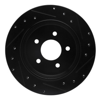 R1 03-11 Ford Crown Victoria Rear Left Drilled & Slotted Black Brake Rotor